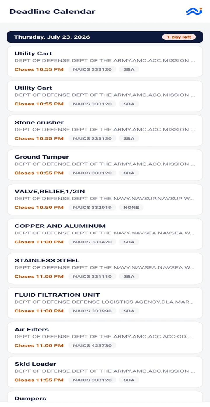 Deadline calendar